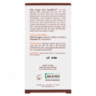 Equilibra Olio di Argan Puro Antiage per Viso Capelli e Unghie con