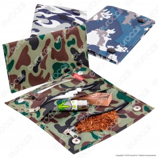 Flaminaire Navy Astuccio in Tessuto Mimetico Portatabacco e Cartine