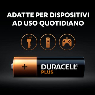 Duracell Plus Pile LR6 Alcaline Stilo AA Mignon 1.5V Lunga Durata -