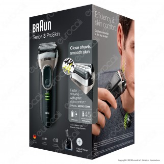 Braun Series 3 ProSkin 3090cc Premium Rasoio Elettrico Ricaricabile