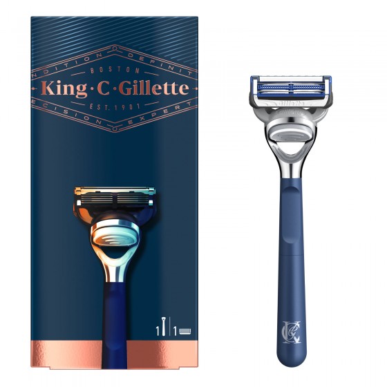 King C. Gillette Rasoio Manuale per la Cura della Barba su Collo ed King C. Gillette Rasoio Manuale per la Cura della Barba su Collo ed