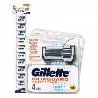 Gillette Skinguard Sensitive Lamette di Ricambio con Striscia Lubrastrip e...