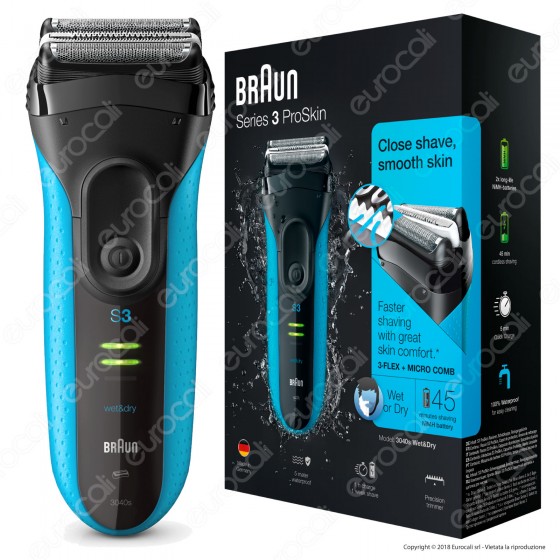 Braun Series 3 ProSkin 3040s Rasoio Elettrico Ricaricabile Braun Series 3 ProSkin 3040s Rasoio Elettrico Ricaricabile