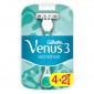 Gillette Venus 3 Sensitive Rasoio Manuale Usa e Getta a 3 Lame da Donna per Depilazione su Pelli Sensibili - 6 Rasoi