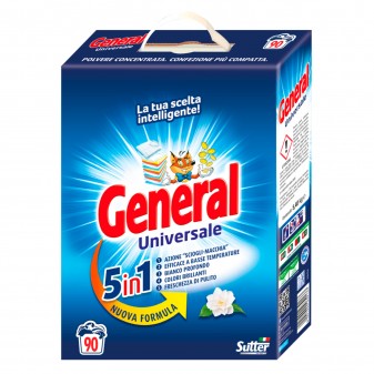 General Universale 5in1 Detersivo in Polvere per Lavatrice 90 Lavaggi -...