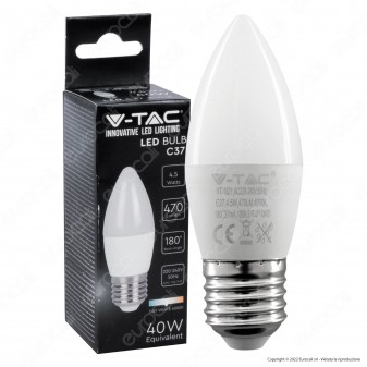 V-Tac VT-1821 Lampadina LED E27 4.5W Bulb C37 Candela SMD - SKU