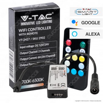V-Tac Smart VT-2427 Controller Dimmer Changing Color Wi-Fi per Strisce LED...