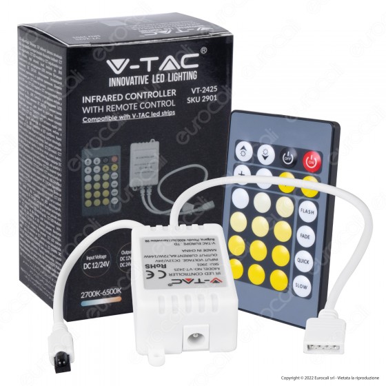 V-Tac VT-2425 Controller Dimmer Changing Color per Strisce LED 12V o V-Tac VT-2425 Controller Dimmer Changing Color per Strisce LED 12V o