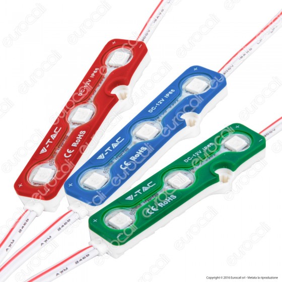 V-Tac VT-50503 Modulo 3 LED 0,72W SMD 12V impermeabile IP67 - SKU V-Tac VT-50503 Modulo 3 LED 0,72W SMD 12V impermeabile IP67 - SKU