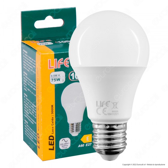 Life Lampadina LED E27 9.5W Bulb A60 Goccia SMD - mod. Life Lampadina LED E27 9.5W Bulb A60 Goccia SMD - mod.