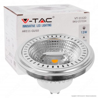 V-Tac VT-1112D Lampadina LED GU10 12W Faretto AR111 Spotlight COB CRI≥90...