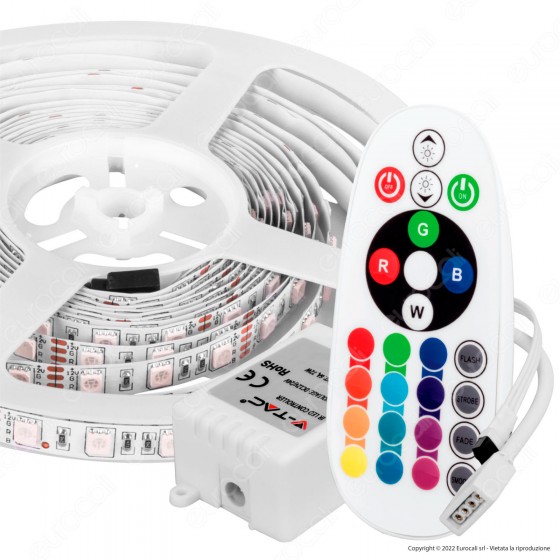 V-Tac VT-5050-60 Kit Striscia LED Flessibile 35W SMD RGB 12V V-Tac VT-5050-60 Kit Striscia LED Flessibile 35W SMD RGB 12V