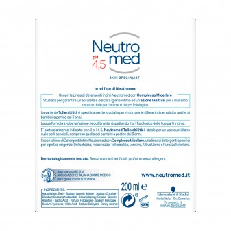 Neutromed Detergente Intimo Tollerabilità pH 4.5 Azione