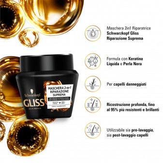 Schwarzkopf Gliss Hair Repair Riparazione Suprema Maschera 2in1 per