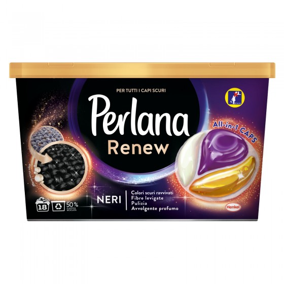 Perlana Renew Neri All in 1 Caps Detersivo in Capsule per Lavatrice - Perlana Renew Neri All in 1 Caps Detersivo in Capsule per Lavatrice -