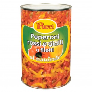 Pucci Peperoni Rossi e Gialli a Filetti al Naturale - Latta da 4Kg