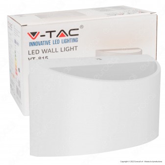 V-Tac VT-815 Lampada LED da Muro 9W Wall Light Bianca con Doppio LED SMD...