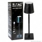 V-Tac VT-7703 Lampada LED da Tavolo 3W Touch Dimmerabile in Alluminio con Batteria Ricaricabile Colore Nero - SKU 2887 / 2888