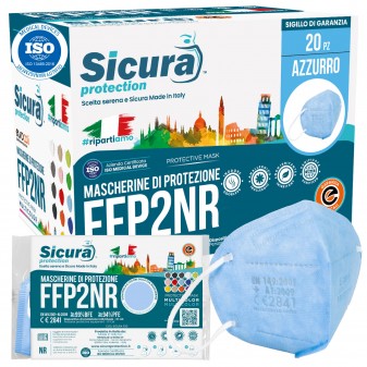 Sicura Protection 20 Mascherine Protettive Colore Azzurro Filtranti Monouso...
