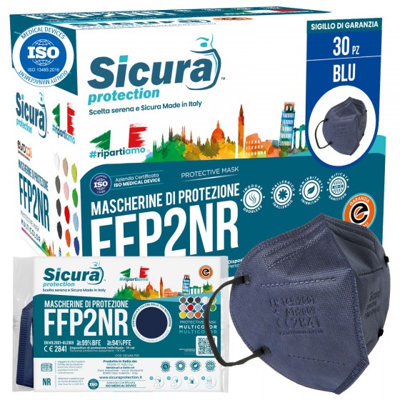 Sicura Protection 30 Mascherine Protettive Colore Blu Filtranti Sicura Protection 30 Mascherine Protettive Colore Blu Filtranti