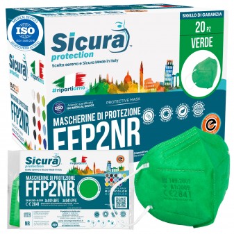 Sicura Protection 20 Mascherine Protettive Colore Verde Filtranti