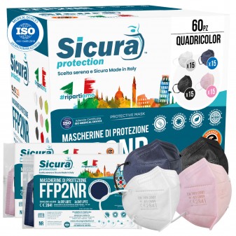 Sicura Protection 60 Mascherine Protettive Colorate Filtranti Monouso con...