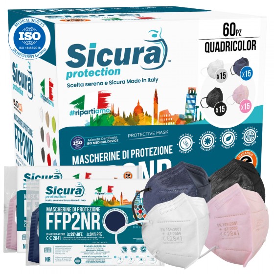 Sicura Protection 60 Mascherine Protettive Colorate Filtranti Monouso Sicura Protection 60 Mascherine Protettive Colorate Filtranti Monouso