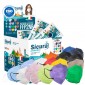 Sicura Protection Espositore con 100 Mascherine Protettive Colorate Filtranti Monouso con Fattore di Protezione FFP2 NR in TNT