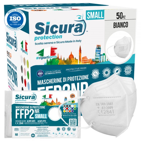 Sicura Protection 50 Mascherine Small Colore Bianco Filtranti Monouso Sicura Protection 50 Mascherine Small Colore Bianco Filtranti Monouso