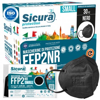 Sicura Protection 30 Mascherine Small Colore Nero Filtranti Monouso con...