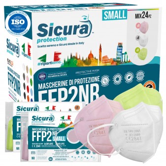 Sicura Protection 24 Mascherine Small Protettive Colorate Filtranti Monouso...