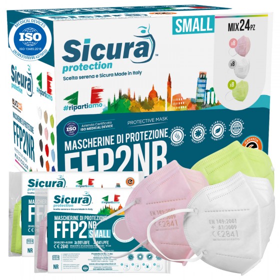 Sicura Protection 24 Mascherine Small Protettive Colorate Filtranti Sicura Protection 24 Mascherine Small Protettive Colorate Filtranti