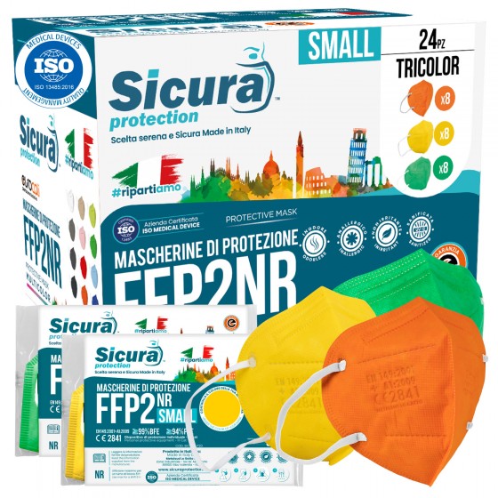 Sicura Protection 24 Mascherine Small Protettive Colorate Filtranti Sicura Protection 24 Mascherine Small Protettive Colorate Filtranti