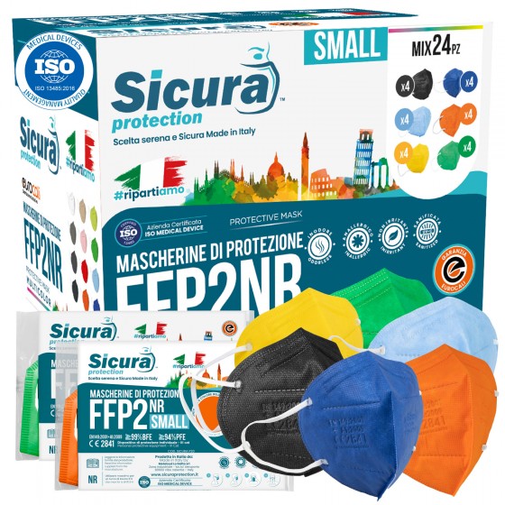 Sicura Protection 24 Mascherine Small Protettive Colorate Filtranti Sicura Protection 24 Mascherine Small Protettive Colorate Filtranti