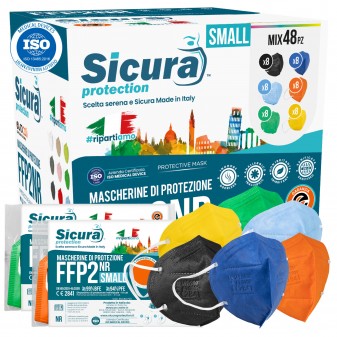 Sicura Protection 48 Mascherine Small Protettive Colorate Filtranti Monouso...
