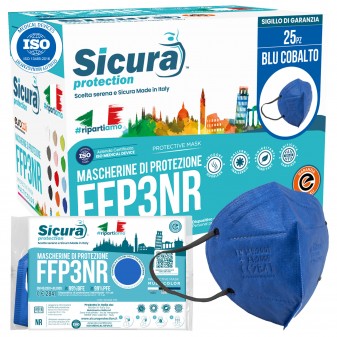 Sicura Protection 25 Mascherine Protettive Colore Blu Cobalto Filtranti...