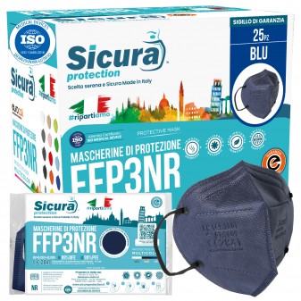 Sicura Protection 25 Mascherine Protettive Colore Blu Filtranti Monouso con...