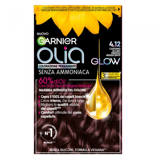 Garnier Olia Glow Tinta Permanente per Capelli 4.12 Castano Scuro Garnier Olia Glow Tinta Permanente per Capelli 4.12 Castano Scuro