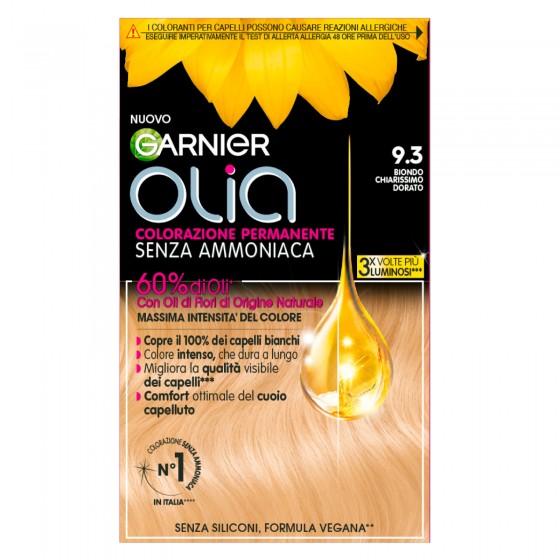 Garnier Olia Tinta Permanente per Capelli 9.3 Biondo Chiarissimo Garnier Olia Tinta Permanente per Capelli 9.3 Biondo Chiarissimo