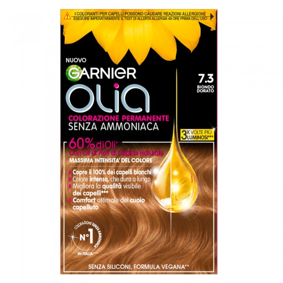Garnier Olia Tinta Permanente per Capelli 7.3 Biondo Dorato Senza Garnier Olia Tinta Permanente per Capelli 7.3 Biondo Dorato Senza