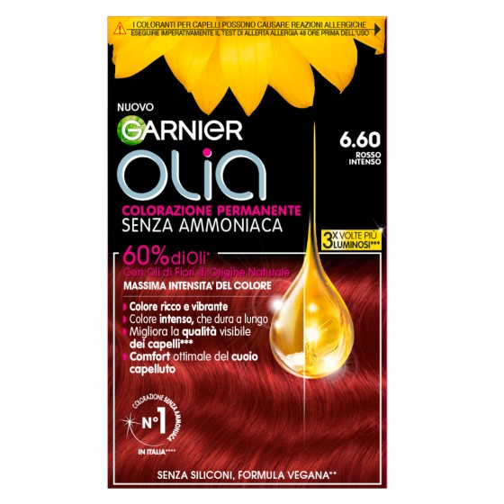 Garnier Olia Tinta Permanente per Capelli 6.60 Rosso Intenso Senza Garnier Olia Tinta Permanente per Capelli 6.60 Rosso Intenso Senza