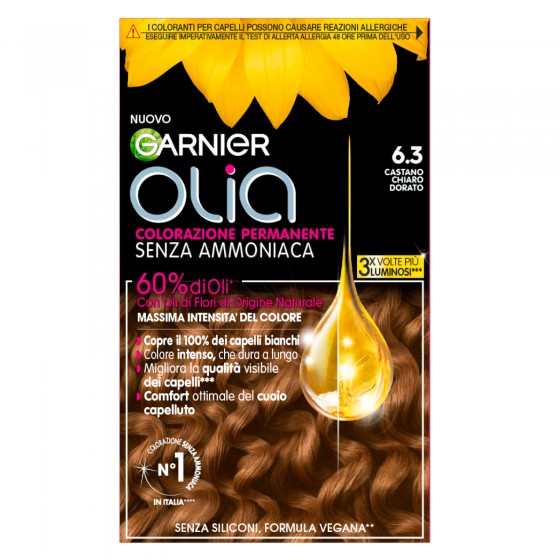 Garnier Olia Tinta Permanente per Capelli 6.3 Castano Chiaro Dorato Garnier Olia Tinta Permanente per Capelli 6.3 Castano Chiaro Dorato