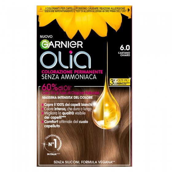 Garnier Olia Tinta Permanente per Capelli 6.0 Castano Chiaro Senza Garnier Olia Tinta Permanente per Capelli 6.0 Castano Chiaro Senza
