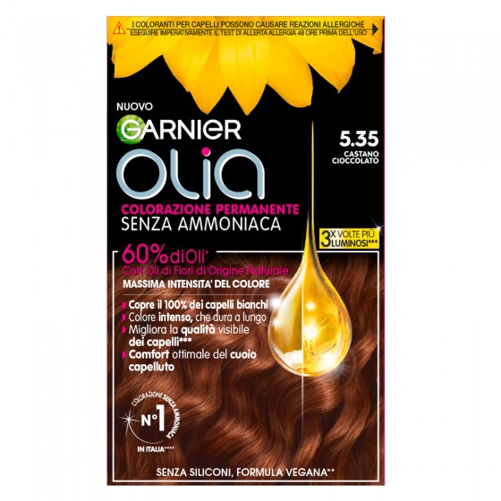 Garnier Olia Tinta Permanente per Capelli 5.35 Castano Cioccolato Garnier Olia Tinta Permanente per Capelli 5.35 Castano Cioccolato