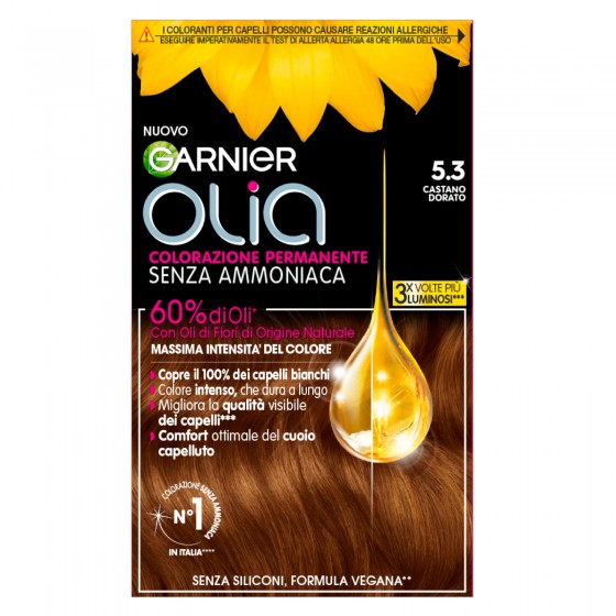 Garnier Olia Tinta Permanente per Capelli 5.3 Castano Dorato Senza Garnier Olia Tinta Permanente per Capelli 5.3 Castano Dorato Senza