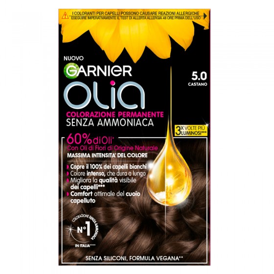 Garnier Olia Tinta Permanente per Capelli 5.0 Castano Senza Ammoniaca Garnier Olia Tinta Permanente per Capelli 5.0 Castano Senza Ammoniaca