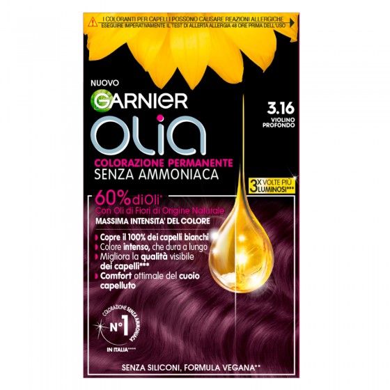 Garnier Olia Tinta Permanente per Capelli 3.16 Violino Profondo Senza Garnier Olia Tinta Permanente per Capelli 3.16 Violino Profondo Senza