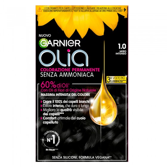 Garnier Olia Tinta Permanente per Capelli 1.0 Nero Intenso Senza Garnier Olia Tinta Permanente per Capelli 1.0 Nero Intenso Senza