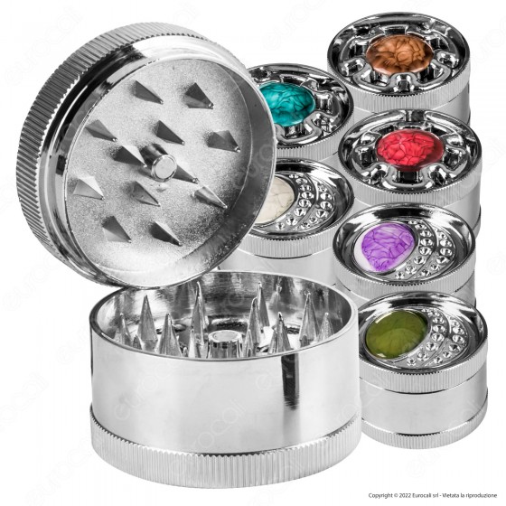 Grinder Tritatabacco 3 Parti in Metallo Cromato Fantasia Stone Grinder Tritatabacco 3 Parti in Metallo Cromato Fantasia Stone