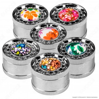 Grinder Tritatabacco 3 Parti in Metallo Cromato Fantasia Frame